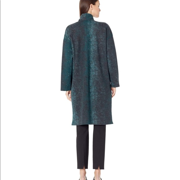 NWT Eileen Fisher Pine Oxidized Wool Jacquard Kimono Coat S/M or PM - Picture 4 of 13
